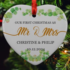 Personalized Checked Angel Elf Photo Name Heart Ornament (Two Sides) Heart Ornament (Two Sides) View2