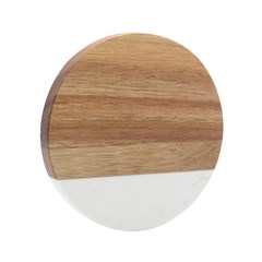 Personalized Name Best Gift Marble Wood Coaster (Round) View3