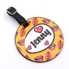 Custom Any Text Name Jelly Fish Deep Sea Nappa Leather Luggage Tag Round View2