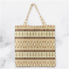 Fancy Tribal Border Pattern Beige Grocery Tote Bags