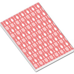 Coral And White Kitchen Utensils Pattern Large Memo Pads