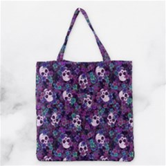 Flowers And Skulls Grocery Tote Bag