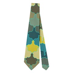 Scallop Pattern Repeat In  new York  Teal, Mustard, Grey And Moss Neckties (two Side) 