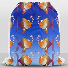 Illustration Fish Pattern Drawstring Bag (large)