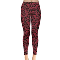 Black Red Skulls Pattern Geometric Contemporary Style Repeating Women s Leggings