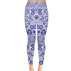 Blue Vintage Floral Leggings 