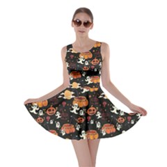 Colorful Halloween Cartoon Bright Skater Dress