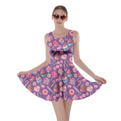Purple2 Lollipop Candy Macaroon Cupcake Donut Skater Dress