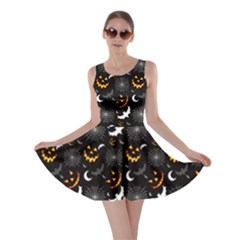 Black Halloween Horror Symbols Pattern Available Skater Dress