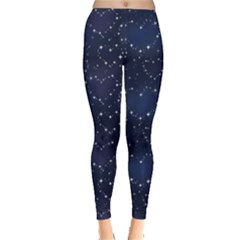 Blue Pattern Star Heart In Night Sky Women s Leggings