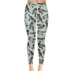 Gray Pattern Cute Little Birds Texture Leggings