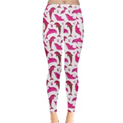 Pink Watercolor Dolphins Pattern Leggings