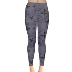 Blue Daisies And Butterflies Handdrawing Women s Leggings