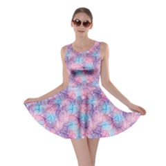 Purple Violet Abstract With Sparks Floral Skater Dress