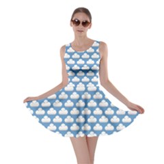 Blue Cute Cloud Pattern Skater Dress