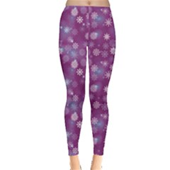 Purple-snowflakes-pattern Leggings 