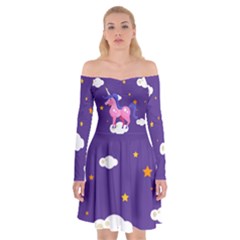 Unicorn Off Shoulder Skater Dress
