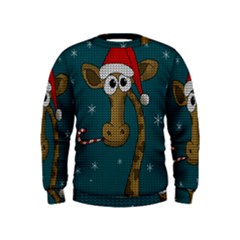 Christmas Giraffe  Kids  Sweatshirt