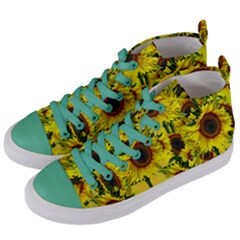 Sun Flower Pattern Background Women s Mid-top Canvas Sneakers