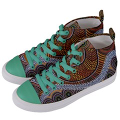 Aboriginal Traditional Pattern Women s Mid-top Canvas Sneakers