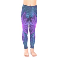 Blown Glass Flower Of An Electricblue Fractal Iris Kids  Legging