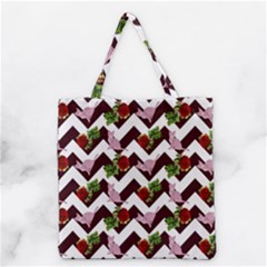 Cat Rose Chevron Grocery Tote Bag