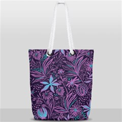 Stamping Pattern Leaves Drawing Full Print Rope Handle Tote (small)