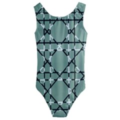 Pattern Graphics Figure Line Glass Kids  Cut-out Back One Piece Swimsuit