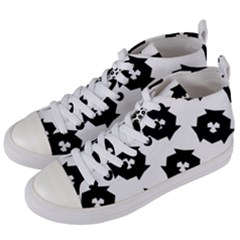 Black And White Pattern Women s Mid-top Canvas Sneakers