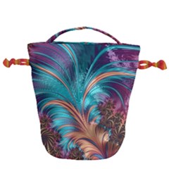 Feather Fractal Artistic Design Drawstring Bucket Bag