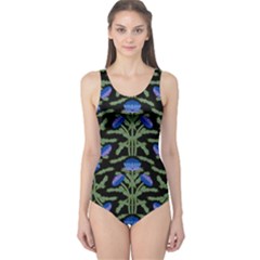 Pattern Thistle Structure Texture One Piece Swimsuit