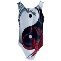 Yin And Yang Chinese Dragon Kids  Cut-out Back One Piece Swimsuit