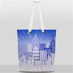City Architecture Building Skyline Full Print Rope Handle Tote (small)