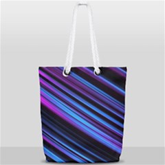 Blue Abstract Lines Pattern Light Full Print Rope Handle Tote (small)