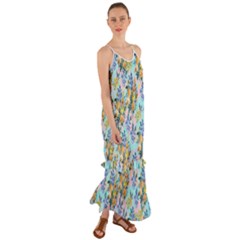Flowers Boho Cami Maxi Ruffle Chiffon Dress