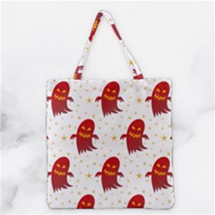Ghost Halloween Drawing Flower Leaf Grocery Tote Bag