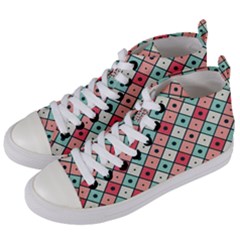 Romboidal Vector Pattern Women s Mid-top Canvas Sneakers