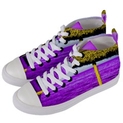 Pop Art Beach Umbrella Women s Mid-top Canvas Sneakers