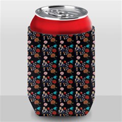 Retro Girls Dress In Black Pattern Black Can Holder