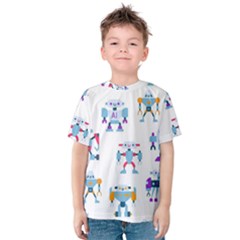 Cute Toy Robotsantennas Wires Seamless Pattern Kids  Cotton Tee