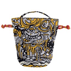 Crazy Abstract Doodle Social Doodle Drawing Style Drawstring Bucket Bag