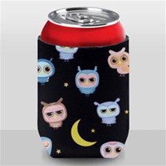 Cute Owl Doodles With Moon Star Seamless Pattern Can Holder