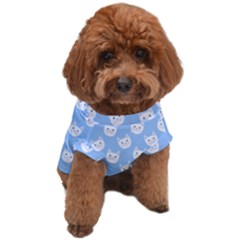 Cute Cat Faces White And Blue  Dog T-shirt
