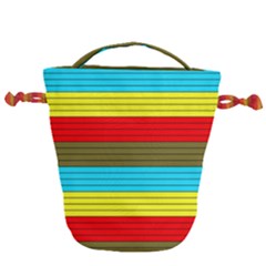 Multicolor With Black Lines Drawstring Bucket Bag