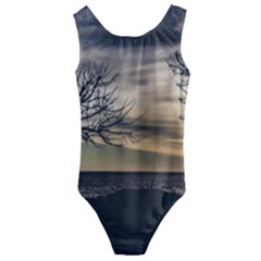 Coastal Sunset Scene At Montevideo City, Uruguay Kids  Cut-out Back One Piece Swimsuit