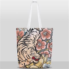 White Tiger Full Print Rope Handle Tote (small)