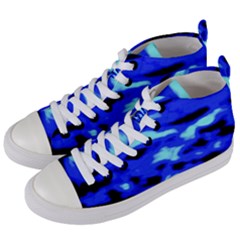 Blue Waves Abstract Series No11 Women s Mid-top Canvas Sneakers