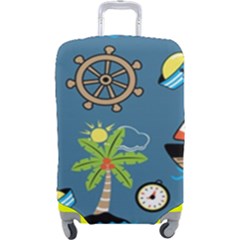 Seamless-pattern-with-sailing-cartoon Luggage Cover (large)