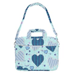 Hearts Pattern Paper Wallpaper Blue Background Macbook Pro 16  Shoulder Laptop Bag