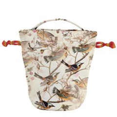 Birds Perched Birds Pattern Design Seamless Drawstring Bucket Bag